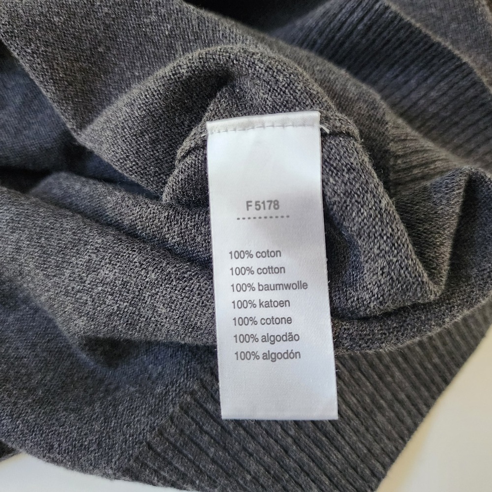 Lacoste Mens V-Neck Sweater Charcoal Gray Cotton Size 6 XL F5178 Crocodile Logo - Picture 6 of 8